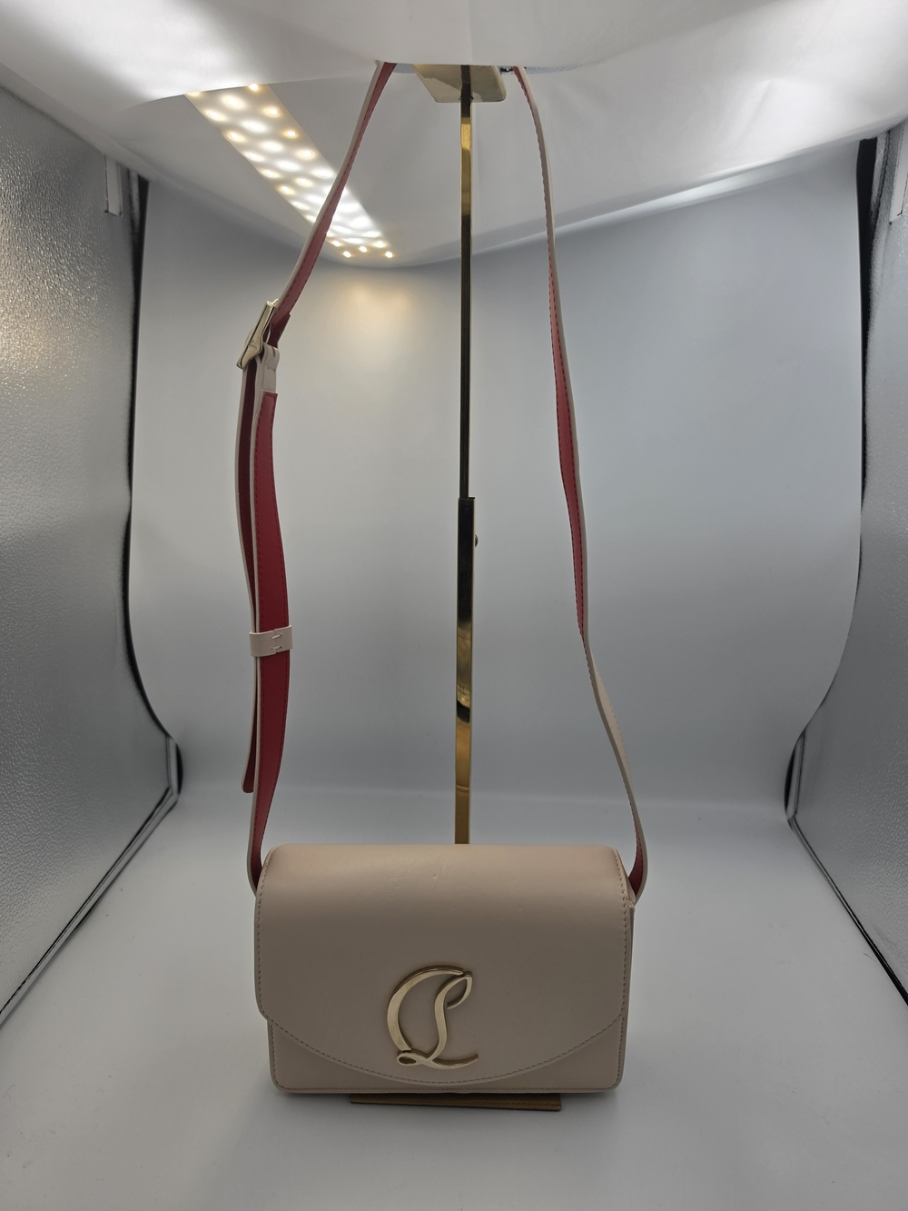 Christian Louboutin Elisa Beige Nude Small Shoulder/Crossbody W/ Gold (NWOT)COA✨